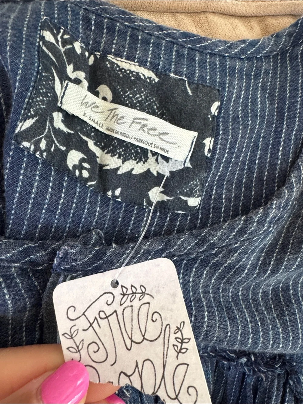 NWT Free People We The Free Blue Ridge Indigo Chambray Top Size XS